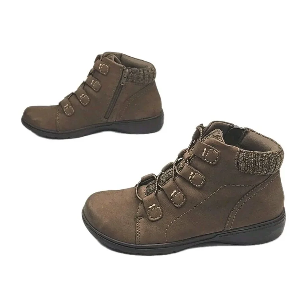 Clarks Collection Boot Ankle Bootie Brown Faux Suede Zip Women Sz 8.5 Winter